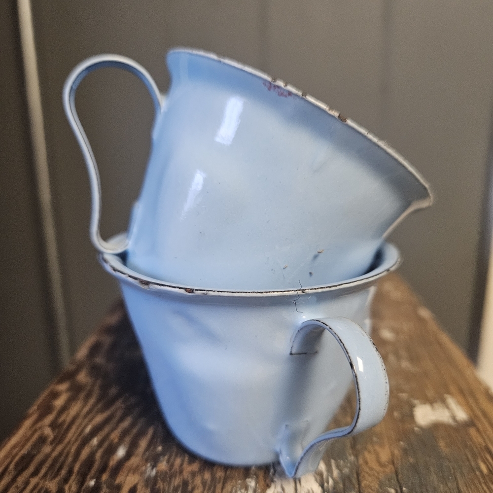 Vintage Blue Enamel Cups